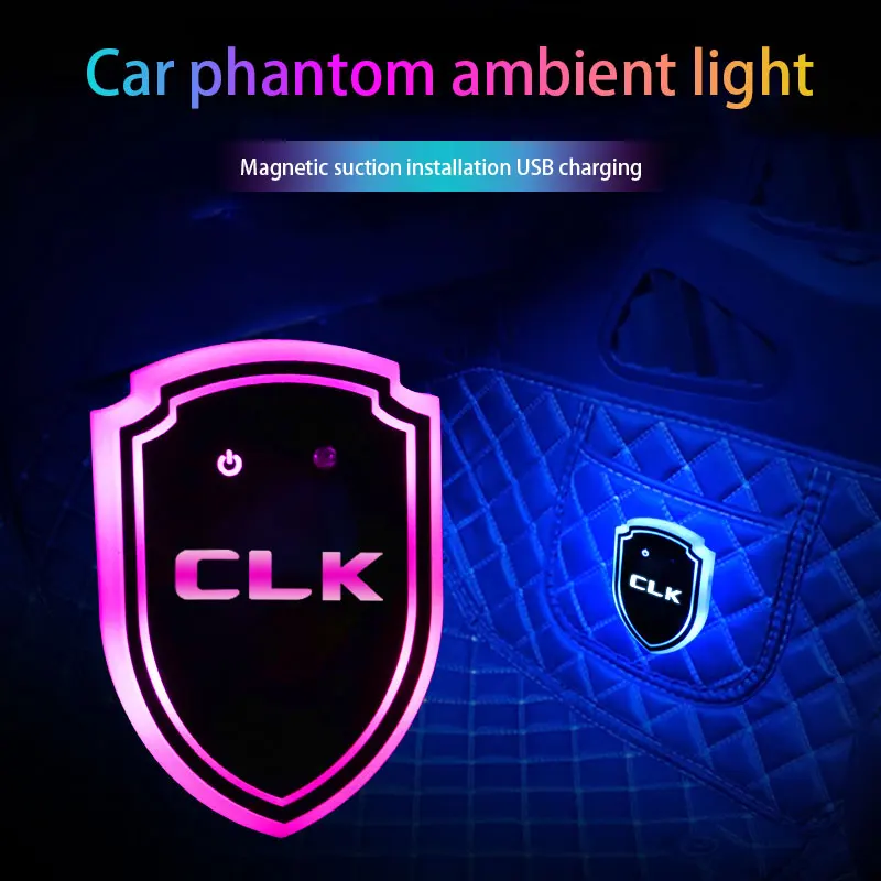 For Mercedes Benz CLK with logo Car stickers car door inside the car Power Moving LED light shield emblem