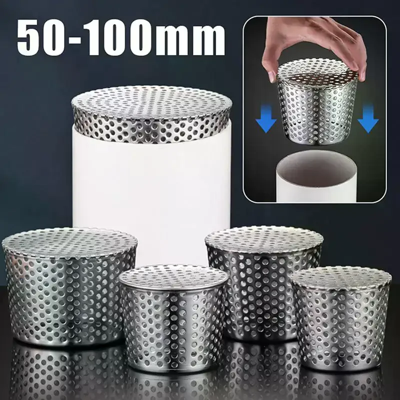 304 Stainless Steel Drain Cover Anti Clogging Filter Screen Mesh Home Kitchen Bathroom Washroom Easy Install Floor Drainer