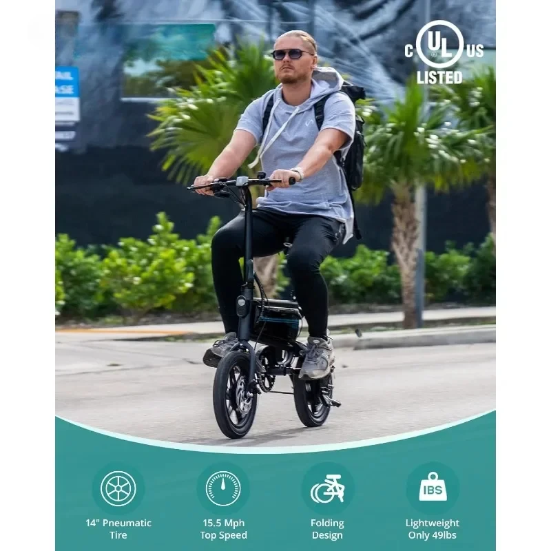 Electric Bike, Max Range 25Miles(Pedal-Assist)&Max Speed 15.5Mph, 250W Folding E-Bike Commuter Electric Bicycle for Ages 13+