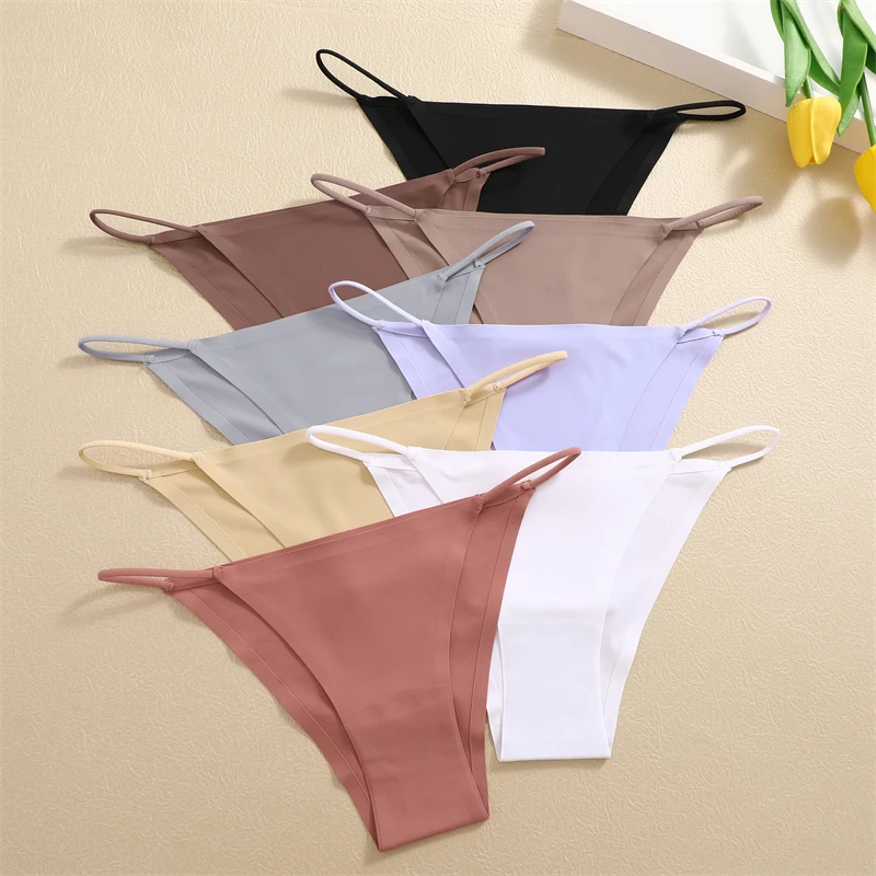 FINETOO 3PCS Seamless Panties Women Low Waist Briefs Sexy Stretch Bikini Underwear Ladies Comfortable Stretch G-string T-back