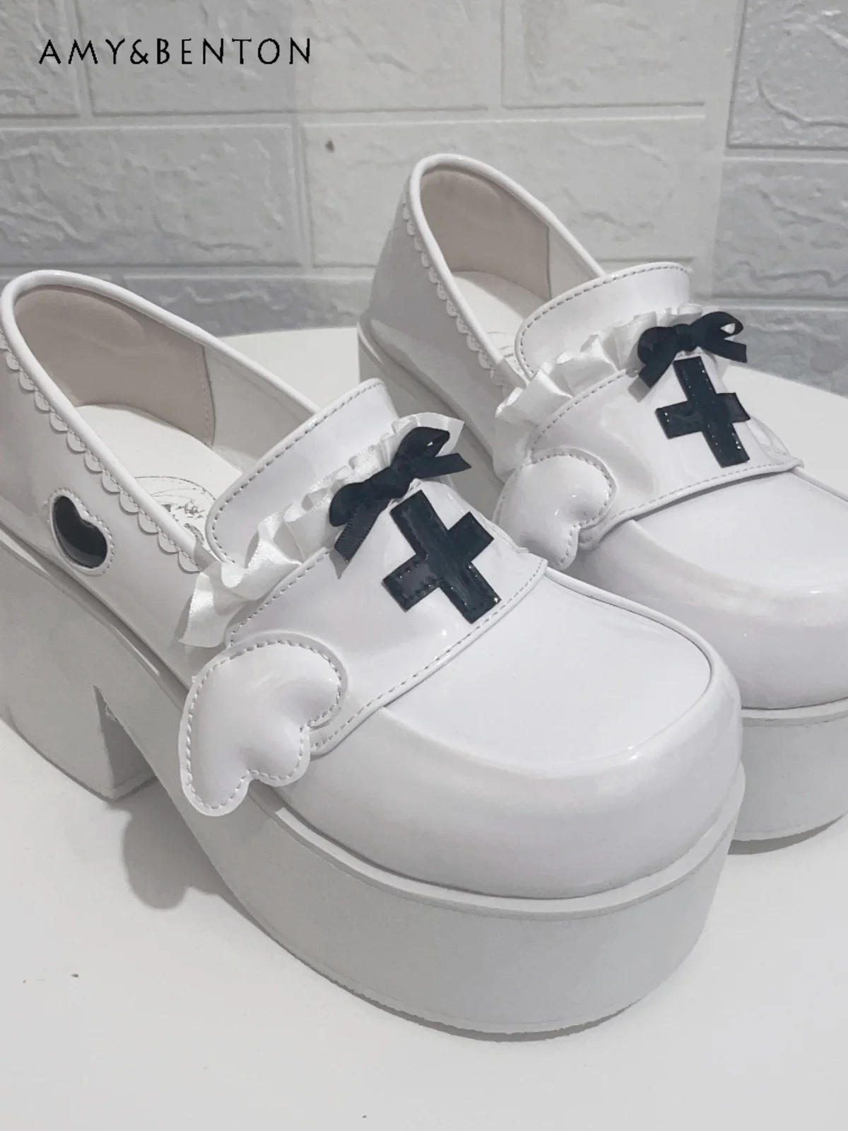 Original japonês mina produzido em massa lolita plataforma saltos subcultura goth y2k sapatos para mulheres kawaii saltos de couro estudantes