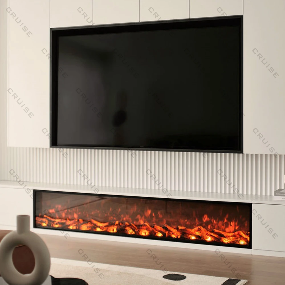Charcoal/Crystal Intelligent Infrared Remote Control Flame Contemporary Interior Decoration LED 1300mm Electric Fireplace