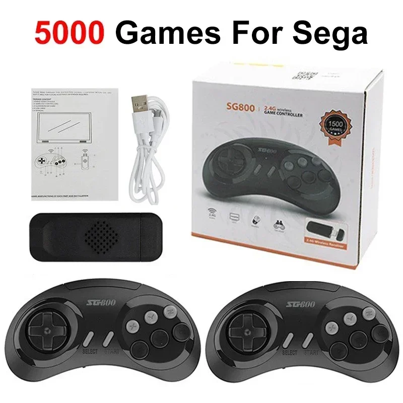 SG800 Retro Game Console Wireless Console 2.4G Built-in Gamepad Video Stick for Sega Mega Drive 5000 Classic Games Controller