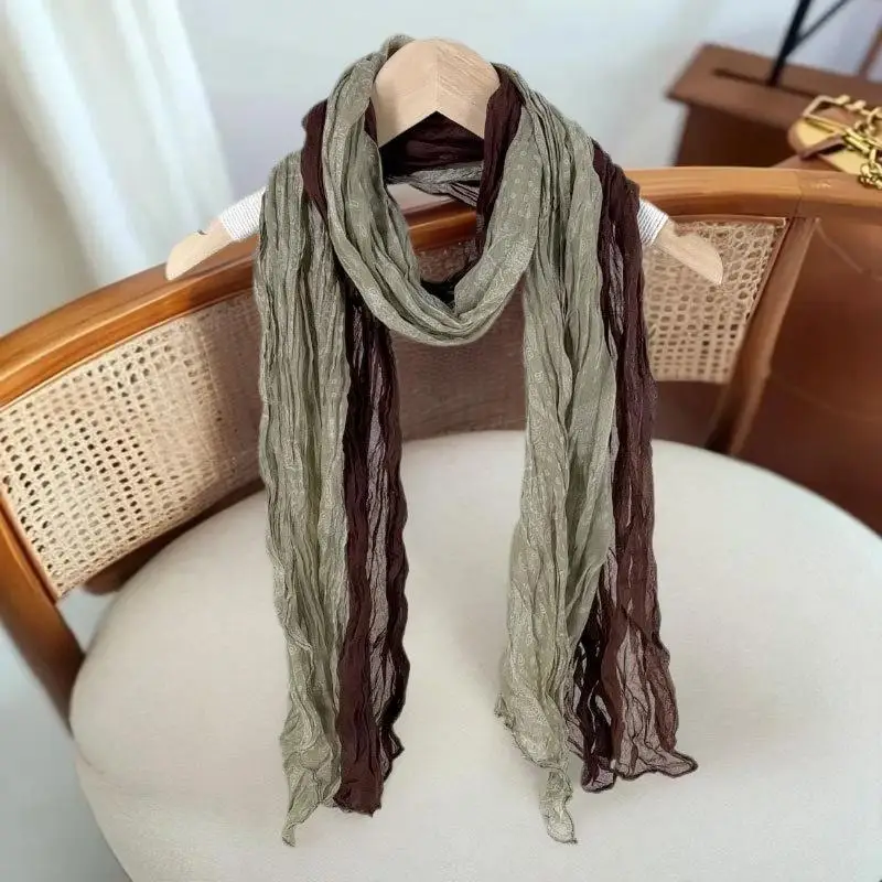 

Винтажный этнический дизайн, устойчивый к винодению шарф для женщин, морщинистая шелковая шаль с цветовой градацией, стильный платок, подарки