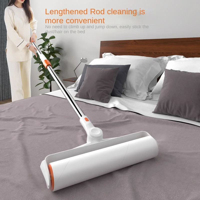 Long Handle Retractable Tear-off Sticky Paper Roller Floor Sticky Hair Carpet with Dust Sticky Hair Roller Sticky Cleaning Tools