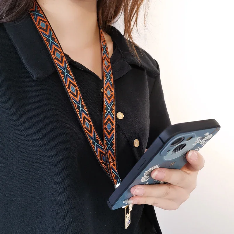 Mobile Phone Lanyard Hanging Neck Women\'s Exquisite Ancient Style National Style Hanging Rope Vintage EmbroideryPendantRemovable
