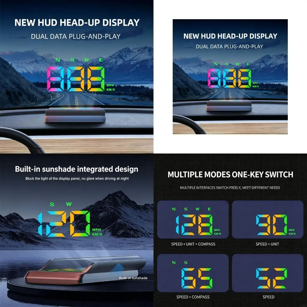 Auto On Off Head Up Display with Screen & Safety Alerts ABS for Vehicles New