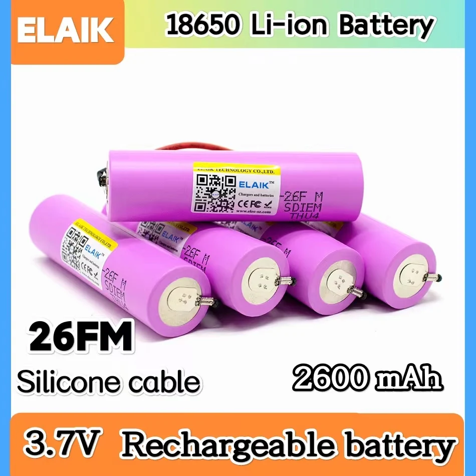 ICR18650 New Original 2600mAh 3.7V 18650 26F Batteries Rechargeable Li-ion Battery For Flashlight