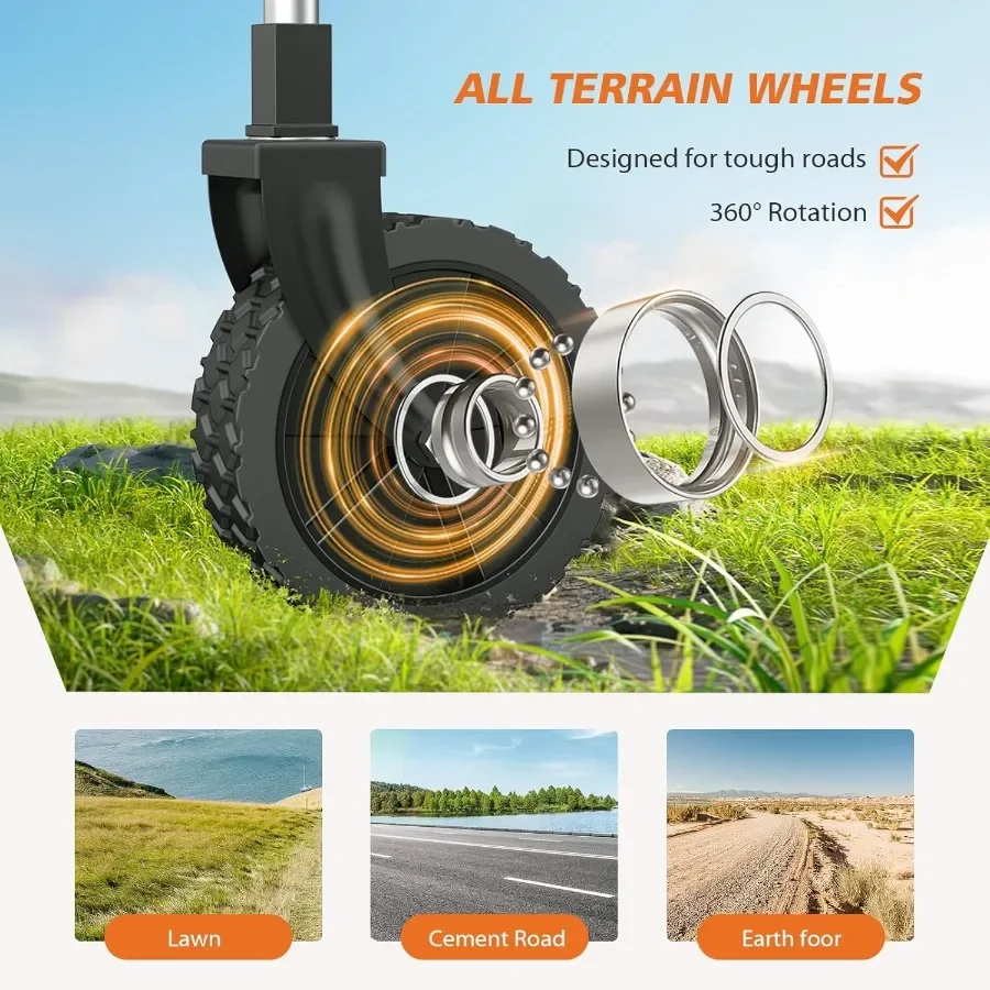 折りたたみ式30インチ食料品カート（車輪付き、調節可能なハンドルとブレーキ付き、ビーチ、庭、キャンプ、スポーツでの携帯用）