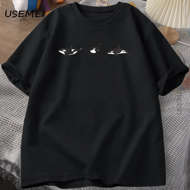 Sealife Orca الحوت تي شيرت الرجال النساء المحيط الحوت الجرافيك تي شيرت الصيف عادية بلايز Harajuku القطن قصير الأكمام ملابس رجالي