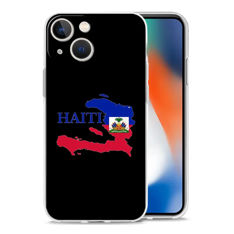 shipping Haiti Flag Transparent Phone Case For iPhone 15 16 14 13 12 mini 11 Pro Max XS X XR SE 7 8 Plus Silicone Clear Cover