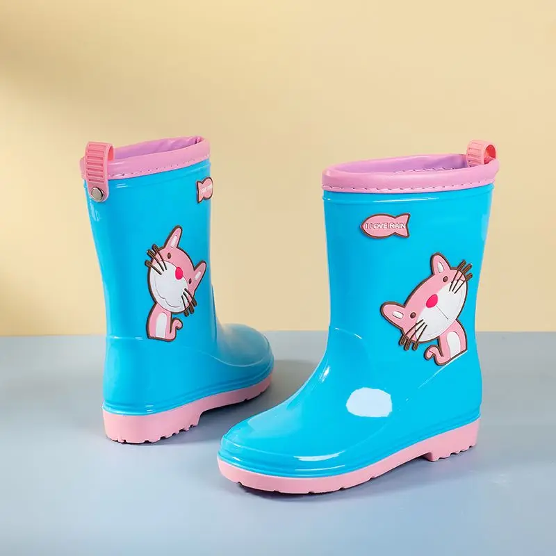 أحذية المطر للأطفال مقاومة للماء ومضادة للانزلاق أحذية الأطفال بطباعة كرتونية ملابس ضد المطر لمنتصف الساق للأولاد والبنات أحذية خفيفة الوزن للأطفال الصغار #2