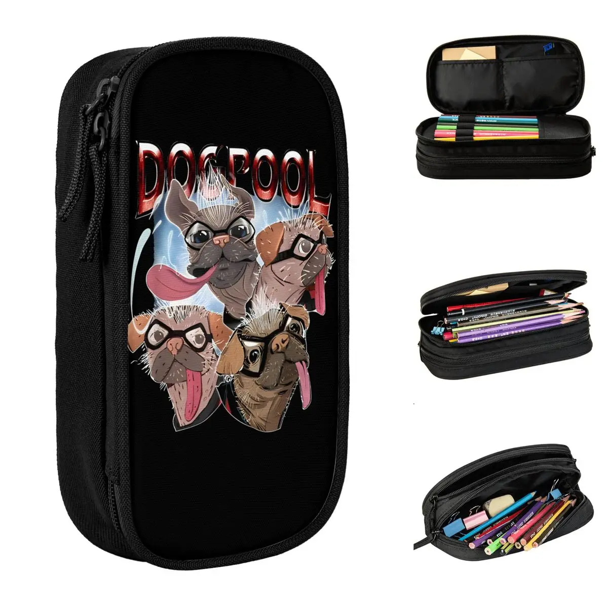 Deadpool & Wolverine Dogpool Sketchy Hero Faces Pencil Case Pencil Box Pen Box Large Pencil Bags School Supplies Accessories