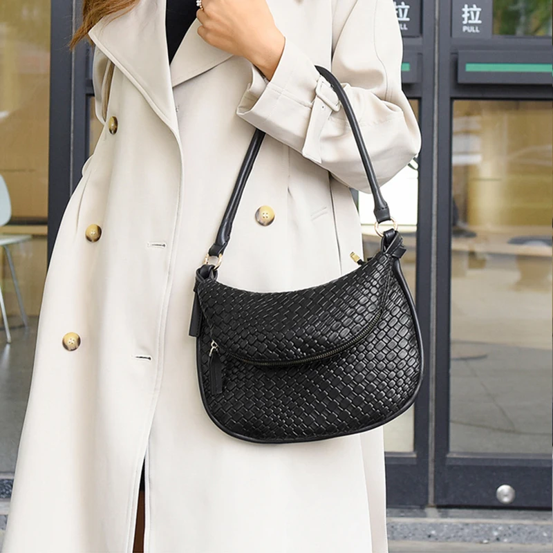 المرأة عالية الجودة المال الهاتف المحمول محفظة حقائب السيدات بولي Leather جلد صغير مقبض حقيبة تحت الإبط حقيبة كتف حقائب اليد الحياكة