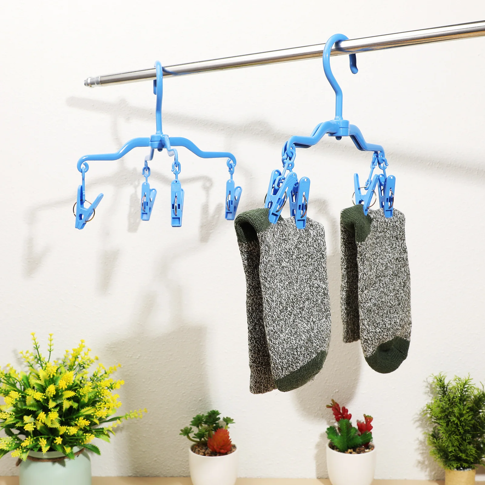 

5 Pcs Jeans Hangers Foldable Plastic Drying Rack Space Saving Closet Organizers Pants Socks Clothes Laundry Hanger