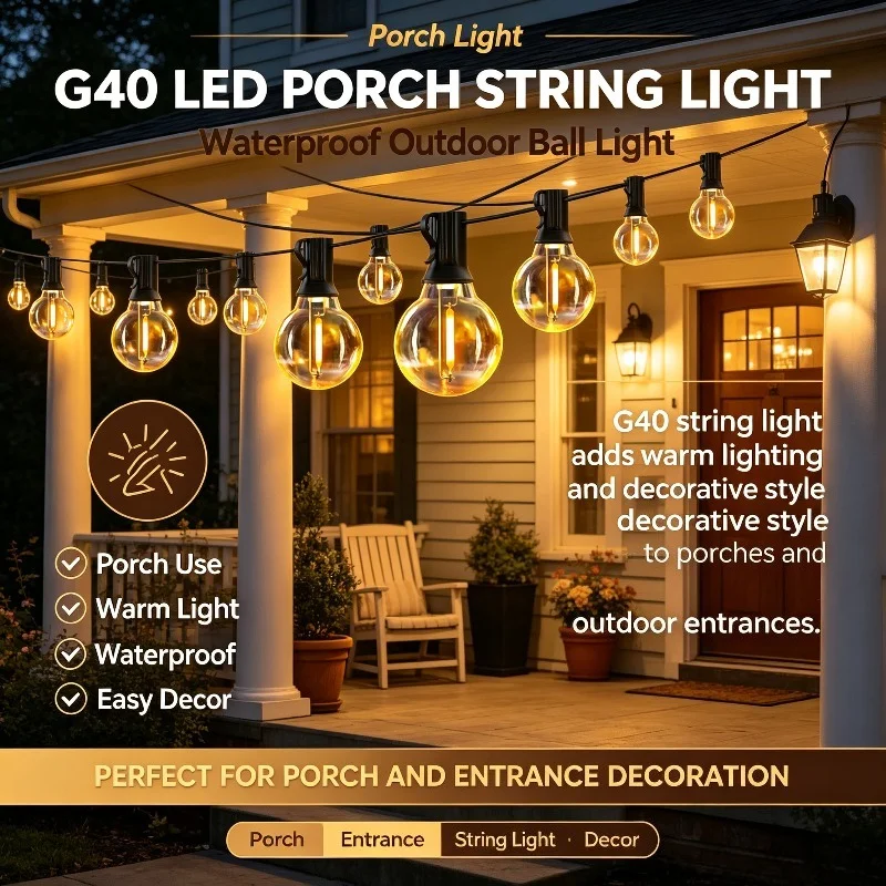 Outdoor Lighting Waterproof - G40 LED Outdoor String Ball Lights