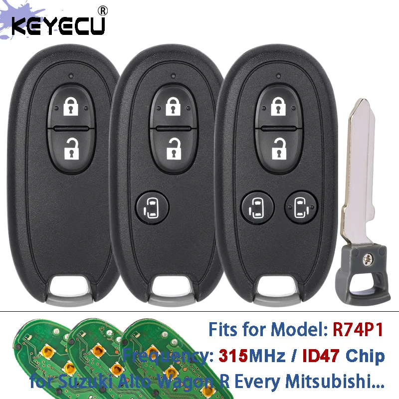 

Оригинальный смарт-ключ-брелок KEYECU R74P1 315 МГц с чипом ID47 для Suzuki Alto, Wagon R, Every, Palette, Spacia, Solio, Hustler, Mitsubishi