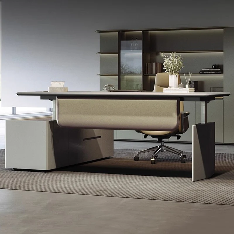 Electric Organizer Lifting Table Boss Modern Simple Atmosphere Office Drawers Squad Manager President Mesa Escritorio Furniture