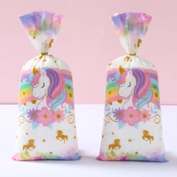25/50/100pcs Unicorn Candy บรรจุถุงของขวัญกระเป๋า Unicorn Theme วันเกิดตกแต่งเด็กทารกฝักบัวอุปกรณ์จัดงานแต่งงาน