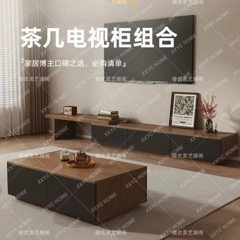 S1saa Solid wood TV cabinet Living room retractable floor cabinet Video cabinet