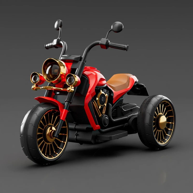 Motocicletta elettrica per bambini Giro a tre ruote su giocattolo Luci musicali con telecomando Batteria ricaricabile Design stabile anti-punta