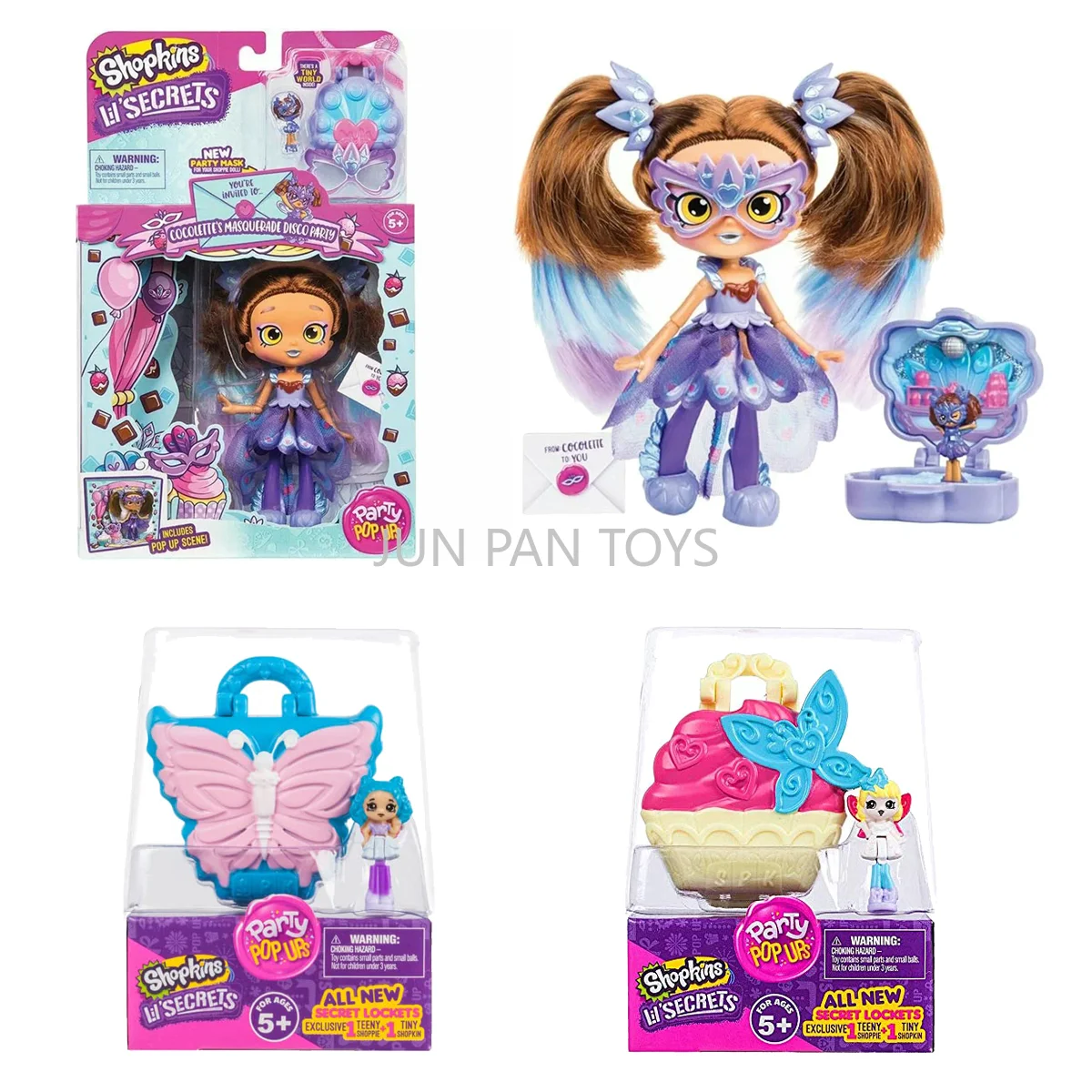 Original Shopkins Secret COCOLETTES Festa Disco de Máscaras, Boutique de Unhas Borboleta, Bolo de Fada, Brinquedo Colecionável de Aniversário para Crianças