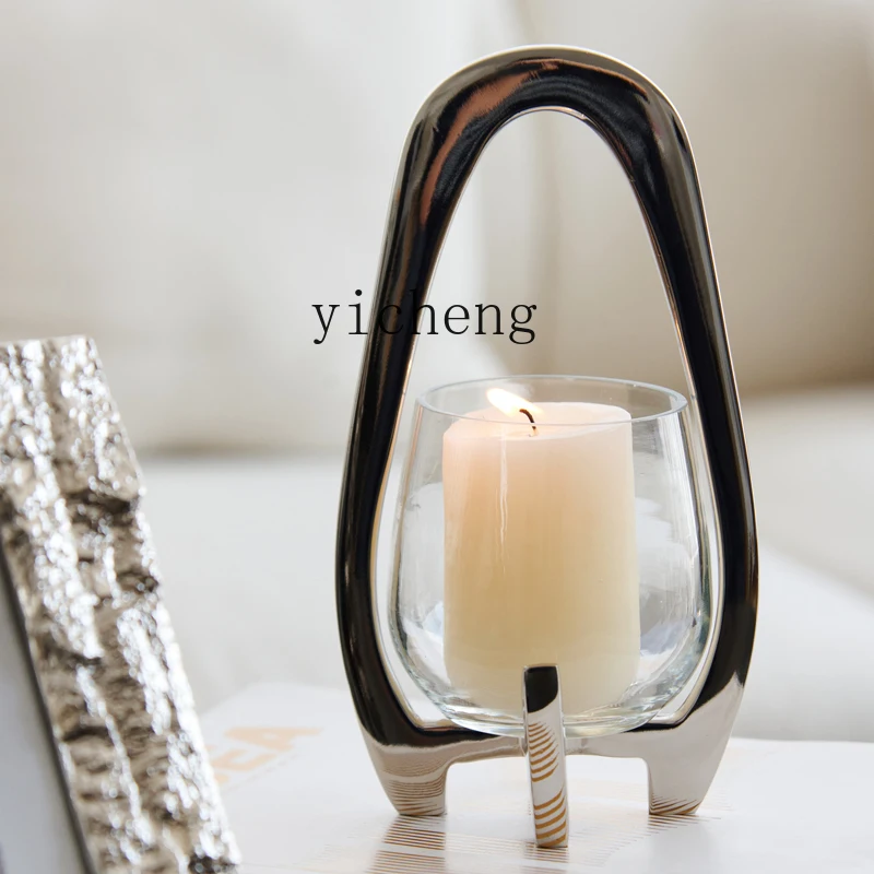 BJ-2  Aluminum Metal Lantern-type Candlestick Decorative Ornament Living Room Desktop Entrance Decoration