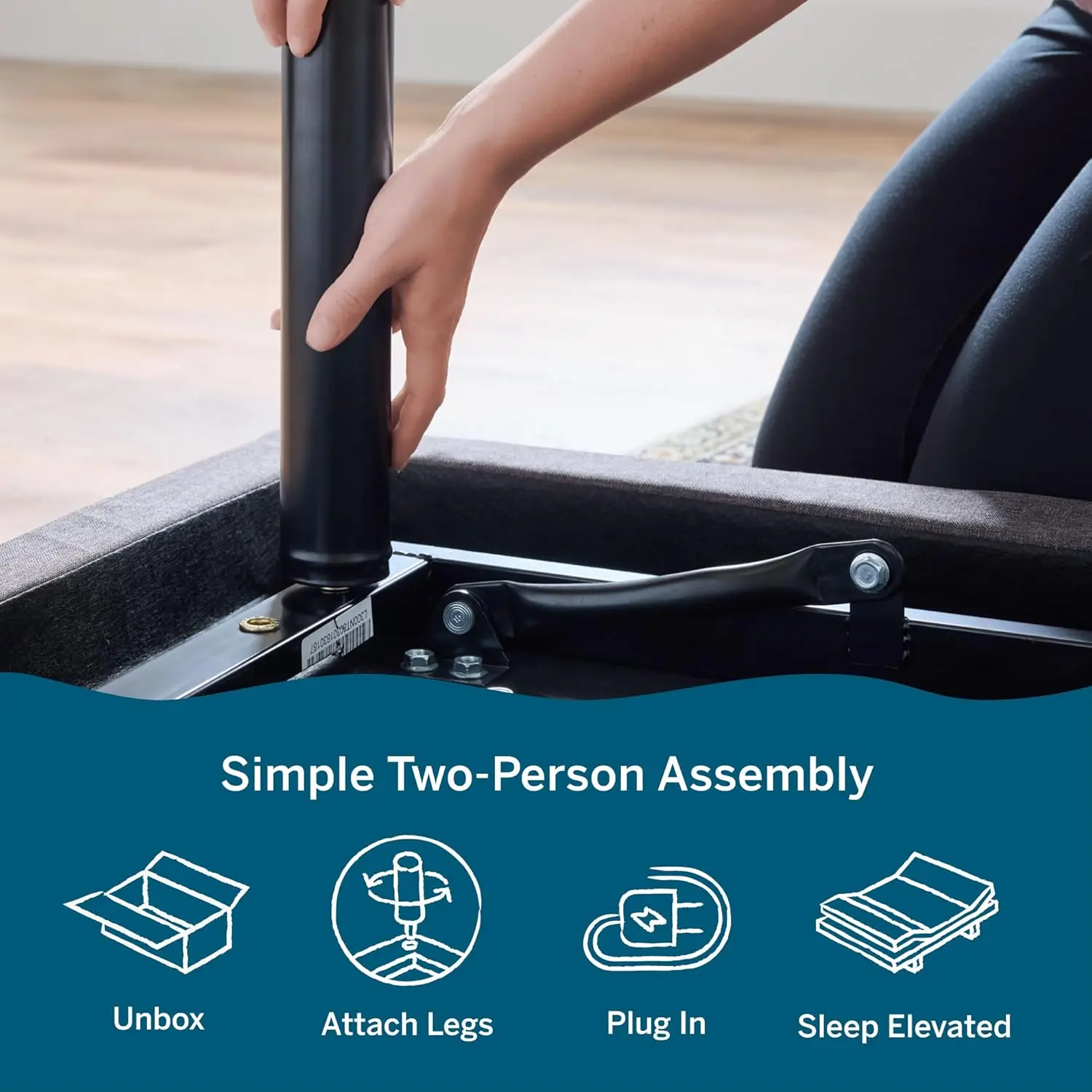 L300 Adjustable Bed Frame - Head and Foot Incline - USB - Wireless Remote - Easy 2 Person Assembly - Quiet Motor - Relax - TV -