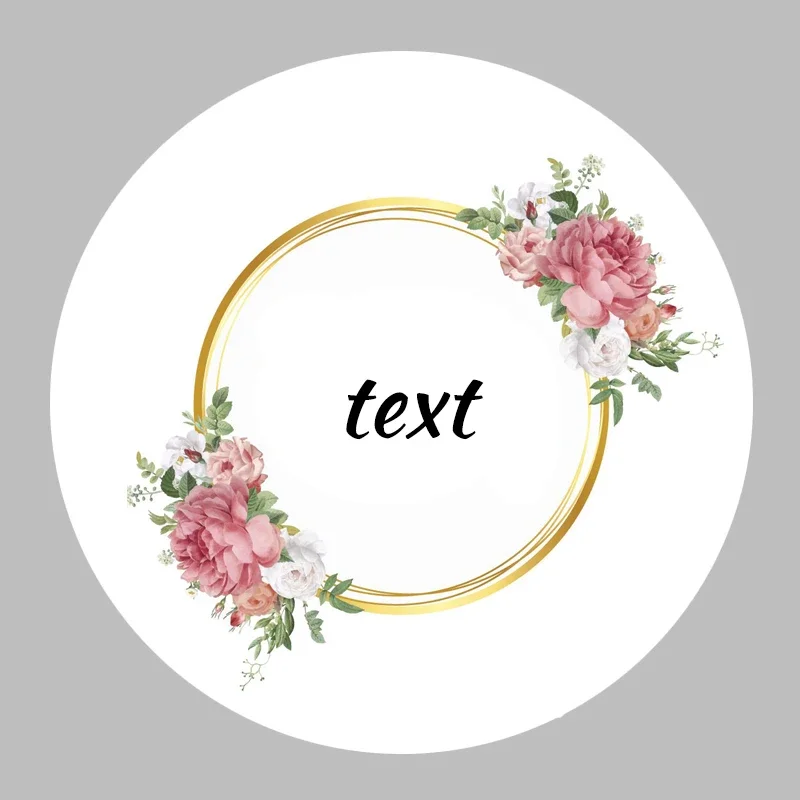 100Pcs 4CM Adhesive stickers White background custom advertising seal stickers logo Add your text wedding wreath