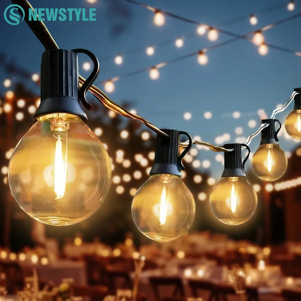 

220V/110V EU/US Plug LED G40 String Lights E12 Base Shatterproof Whaterproof Outdoor Garden String Lights for Christmas Decor