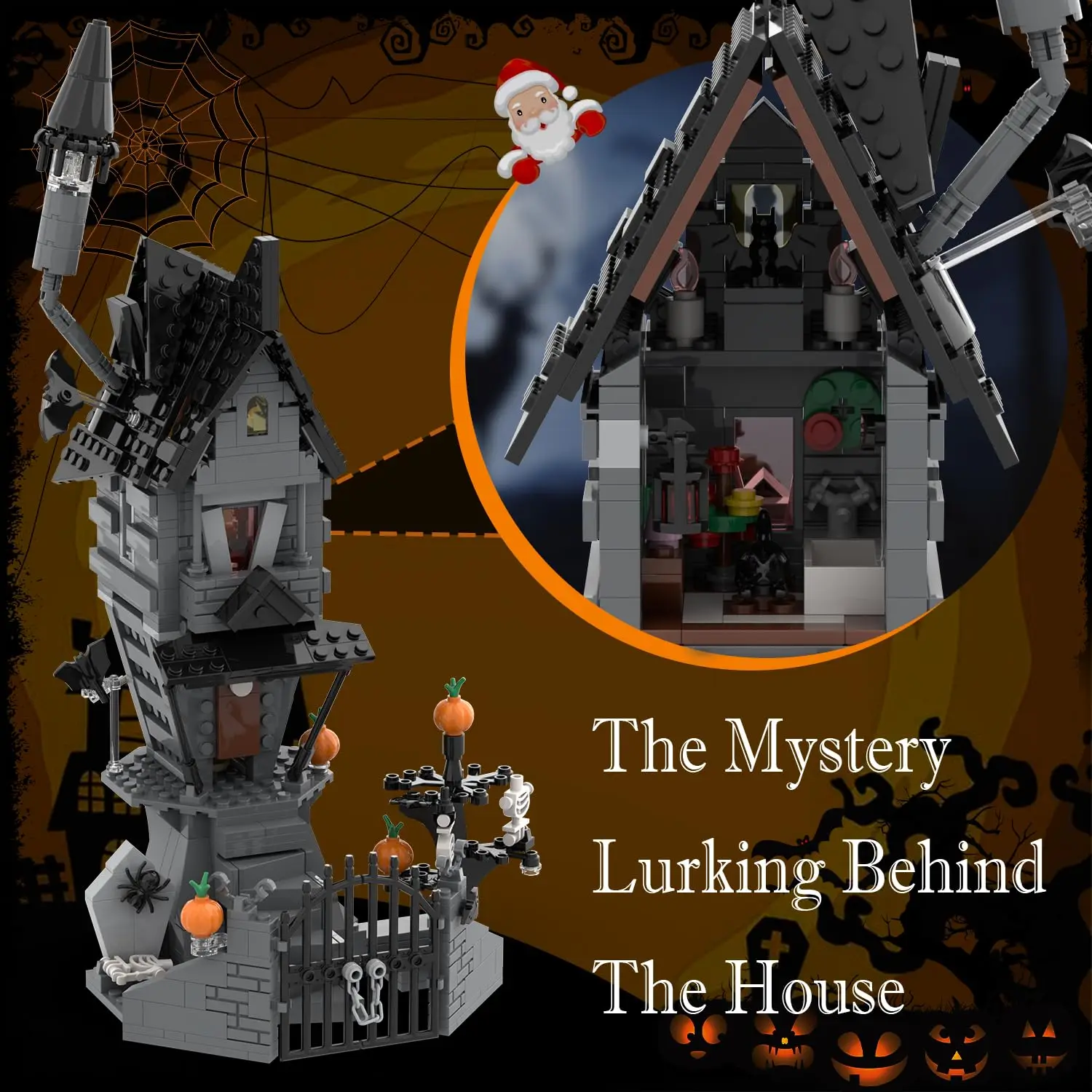 581PCS Nightmareal Castle Building Blocks Ghost Skeletion Pumpkin Hut MOC Bricks Educational DIY Toys For Kids Holiday Gifts view 3