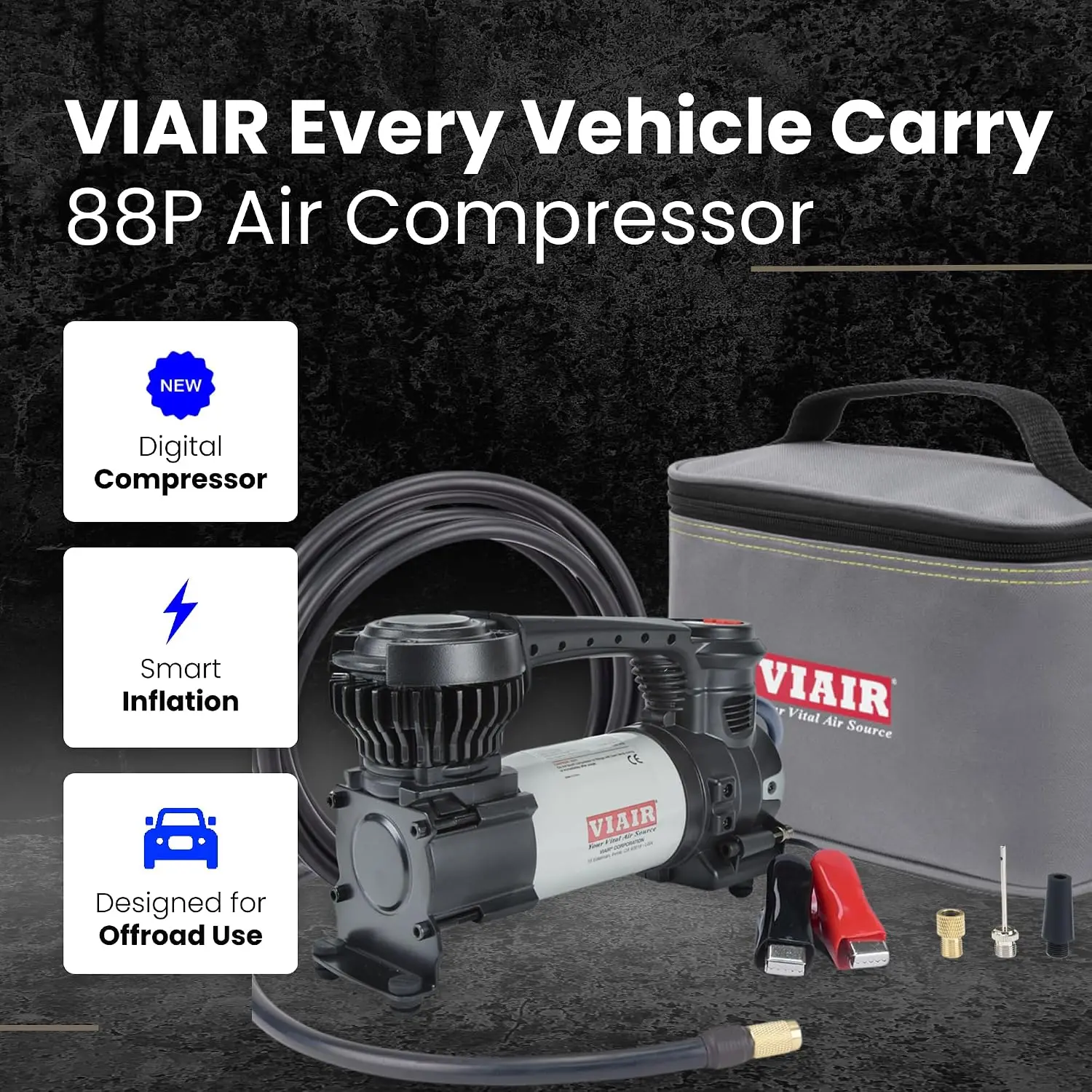 Digital EVC88P - Portable Air Compressor Tire Inflator for Car, Truck, SUV & RV | Preset Automatic Shut Off Feature | 12V Heavy