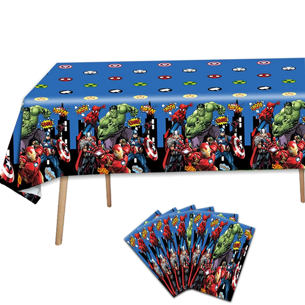 TThe Avengers Tablecloth Decorations Superhero Theme Party Supplies Disposable Table Cover Tableware Set for Kids Birthday Party