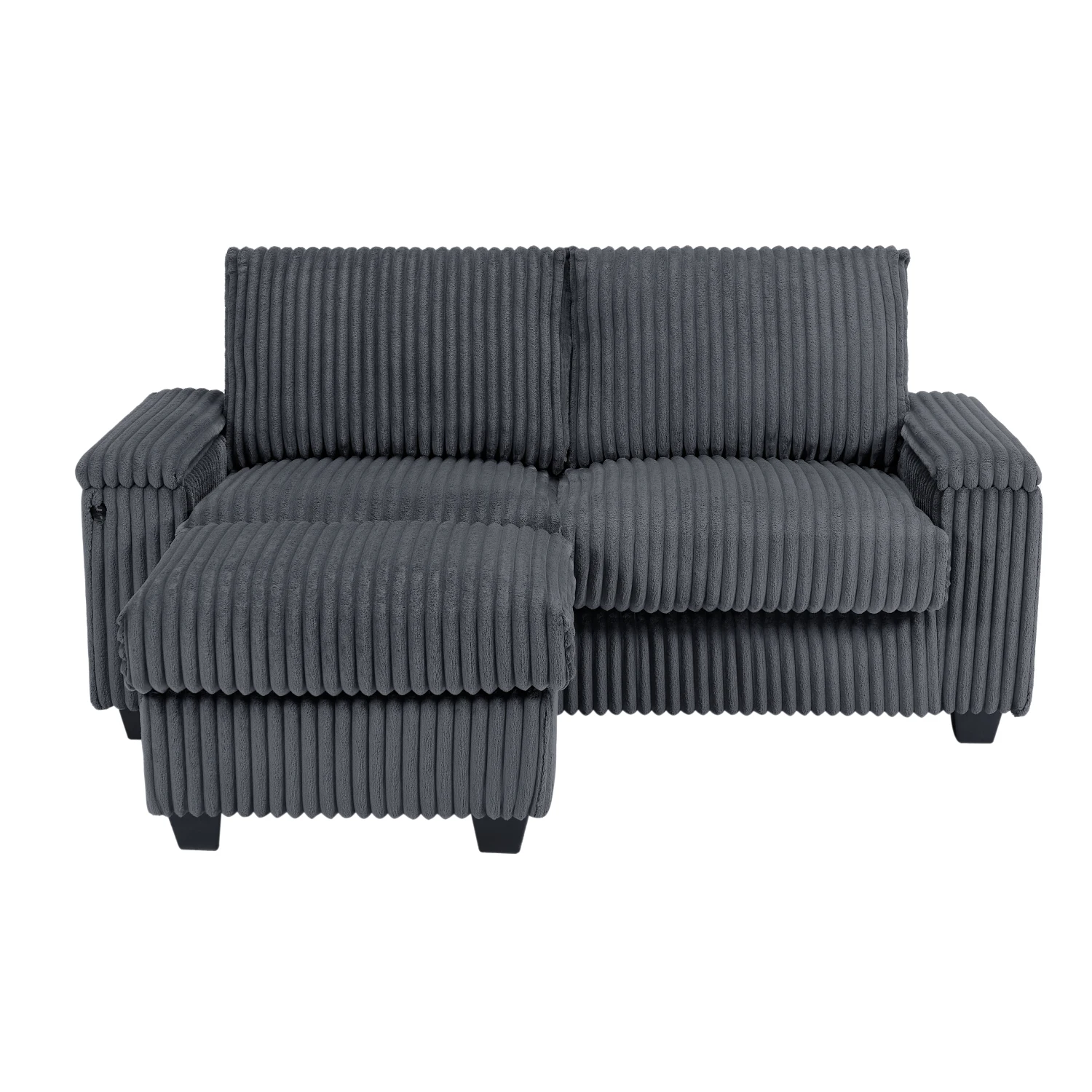 

27.2 inch Corduroy Fabric Ottoman Removeable seat cushion dark grey (one ottoman, do not include sofa)