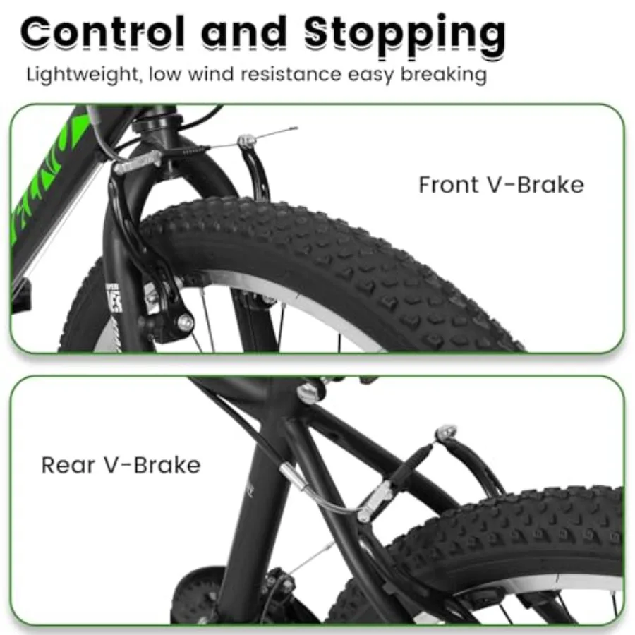 24 Inch Mountain Bike 21 Speeds Bicycle with Dual V-Brake High-Carbon Steel Frame Full Suspension MTB for Trail Commuter City B