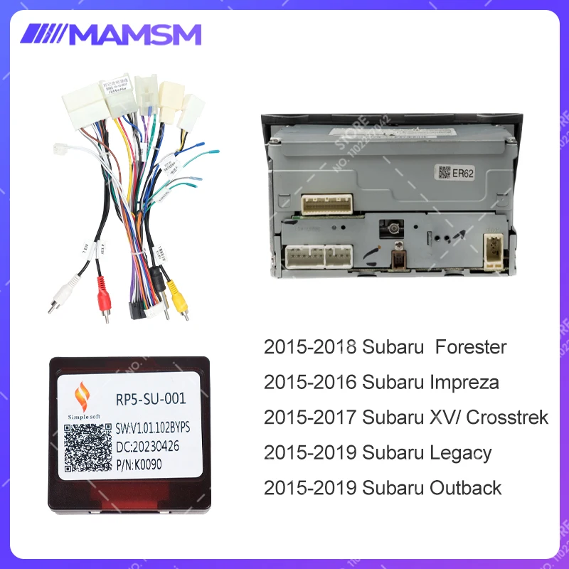 For Subaru Forester 2015-2018/Impreza 2015-2016/Crosstrek/Legacy/Outback 2015-2019 Car Radio Wire Harness CAN Bus SPDIF Adapter.