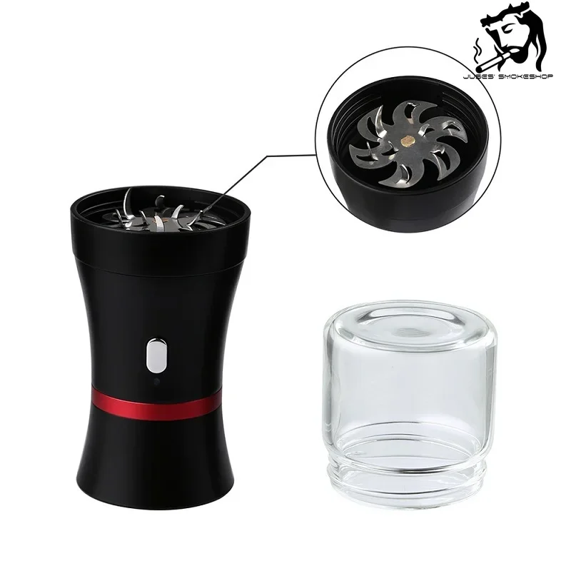 Portable Electric Herb Grass Grinder with Glass Storage Tobacco Jar High Quality Herbal Crusher Grinders for Smoking Accessories