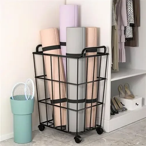 

Yoga mat storage rack, dirty clothes basket, yoga fitness sports equipment, organizing rack, wheeled household clothes