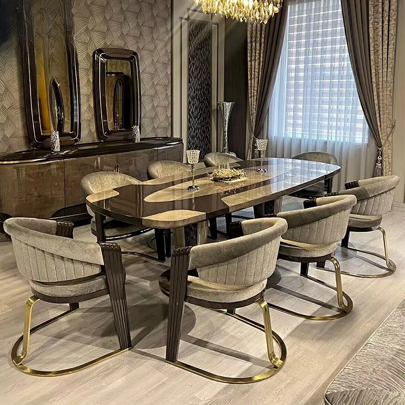 

High-end stainless steel dining chair luxury living room senior creative single chair chair