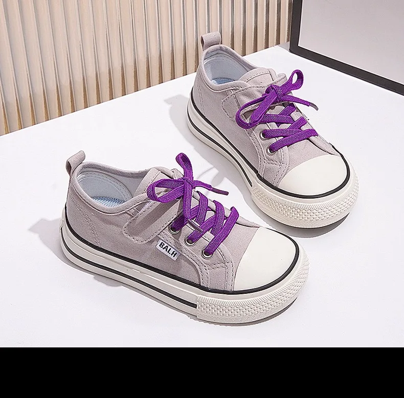 2024 Spring Autumn New Boy Shoes Toddler Girl Sneakers Kids Jelly Color Canvas Shoes Children  Casual Lace Up Classic FlatsShoes