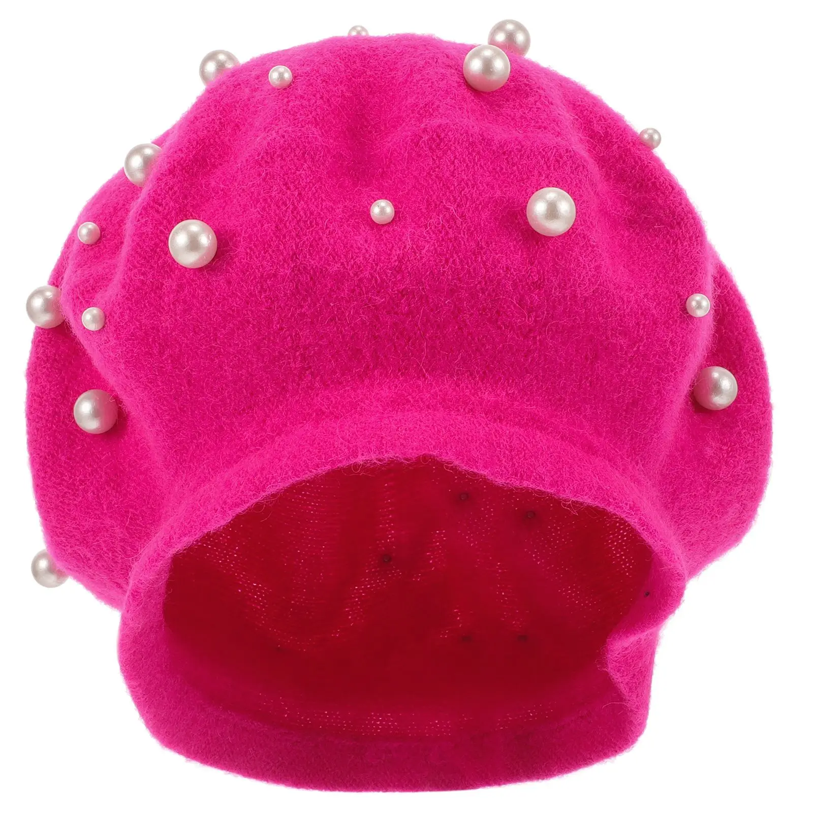 

Pearl Beret Cashmere Hats Luxurious Beaded French Warm Cozy Hand Knitted Foldable Outdoor