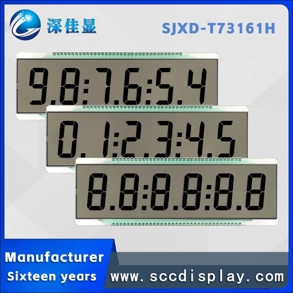 

Wide temperature 6 8-character static LCD screen SJXD-T73161H HTN Positive pen segment digital display with decimal point