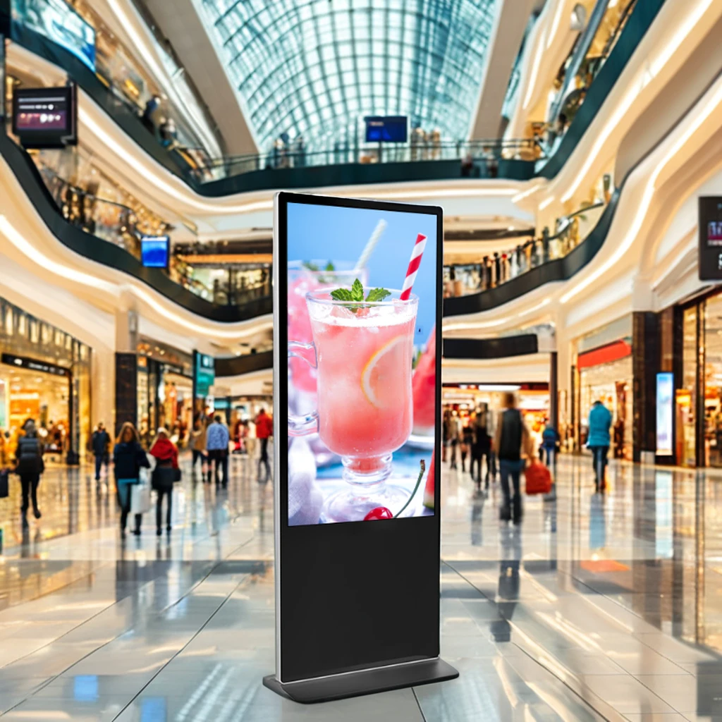 Advertising Player Touch Screen Floor Stand Kiosk  Screen Digital Signage and Display with  Portable on wheels