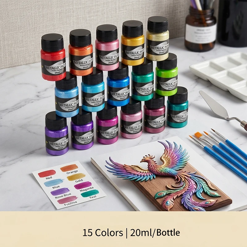 Polvo de Mica 15 Colores - 20g/Botella de Pigmento Natural en Polvo para Resina Epoxi, Fabricación de Jabón, Fabricación de Velas, Brillo Labial, Tinte, Uñas