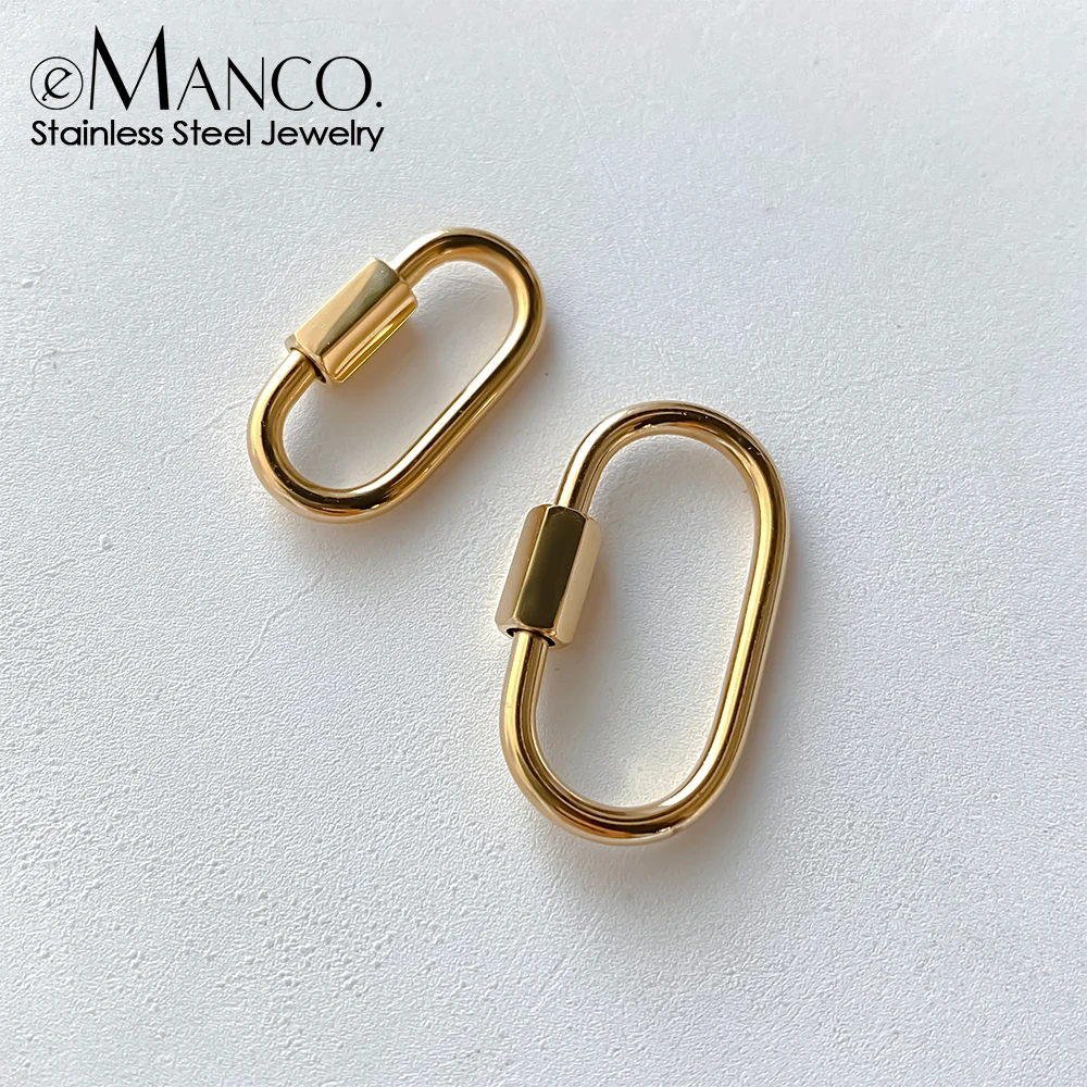 EMANCO Stainless Steel Elliptical Screw Carabiner Lock Connector Fastener Clip For DIY Necklaces Keychain Jewelry Making Supply