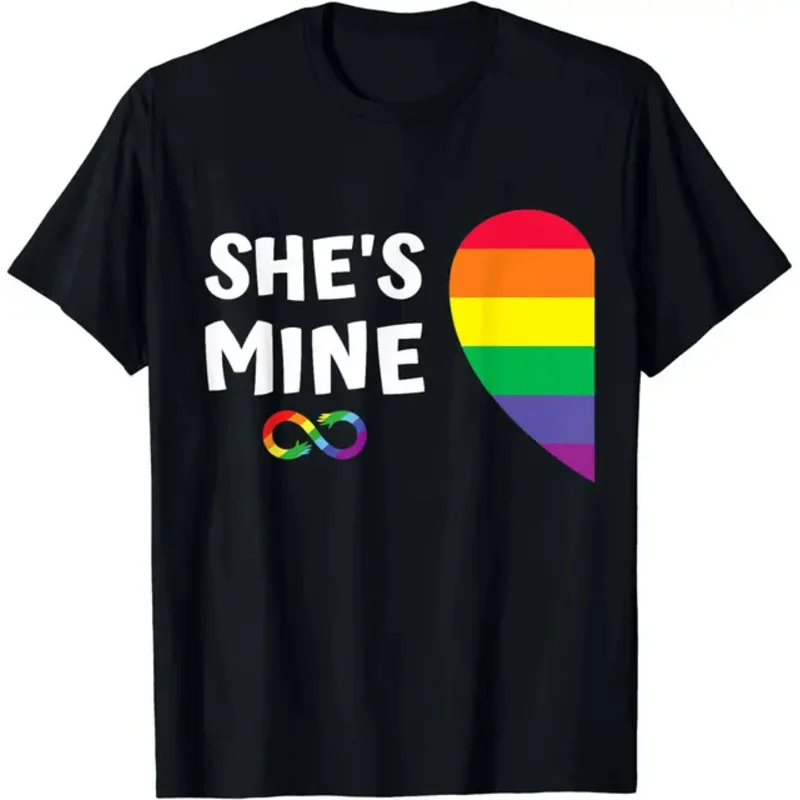 Im Hers Shes Mine Matching for Pride Lesbian Couples LGBTQ T-Shirt  Women Clothes  Graphic T Shirts  Camisetas