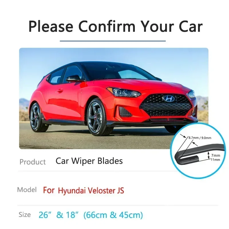 For Hyundai Veloster JS 2019 2020 2021 2022 N Car Front Wiper Blades Washer Cleaning Windscreen Screen Windshield Accessories J