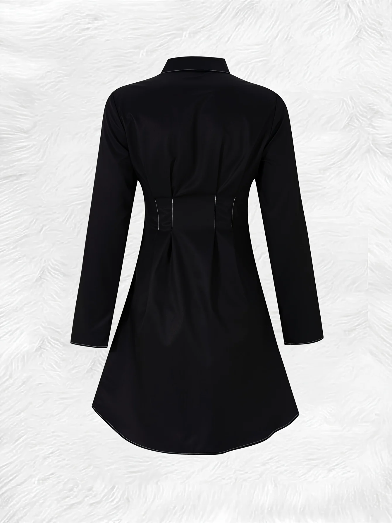Spring and Autumn Style Casual Style Abstract Art Print Design Lapel Button Long Sleeve Shirt Dress