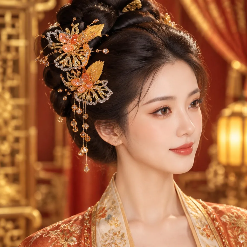 Lucky Bracelet Hand String Orange Gold Crystal Feather Butterfly Hairpin Hanfu Antique Headwear New Chinese Bride Hair Clip Jade