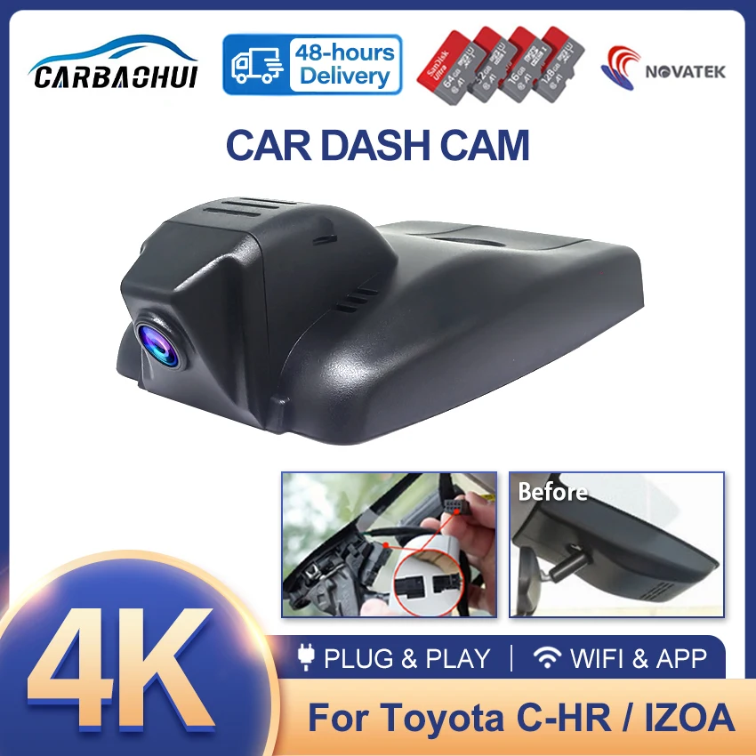 

4K DVR Dash Cam Wifi Front Rear Camera for Toyota C-HR CHR AX10 AX50 2017 2018 2019 2020 2021 2022 2023 Plug and Play DashCam